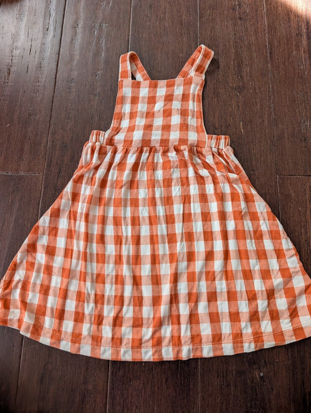 Angel Dear Gingham Pumpkin Overall Dress Bamboo 2T
